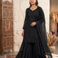 Festive Red Georgette Sharara Suit Set with Matching Thread Work and Dupatta