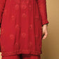 Festive Red Georgette Sharara Suit Set with Matching Thread Work and Dupatta