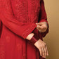 Festive Red Georgette Sharara Suit Set with Matching Thread Work and Dupatta