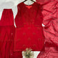 Festive Red Georgette Sharara Suit Set with Matching Thread Work and Dupatta