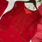 Festive Red Georgette Sharara Suit Set with Matching Thread Work and Dupatta