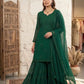 Festive Red Georgette Sharara Suit Set with Matching Thread Work and Dupatta