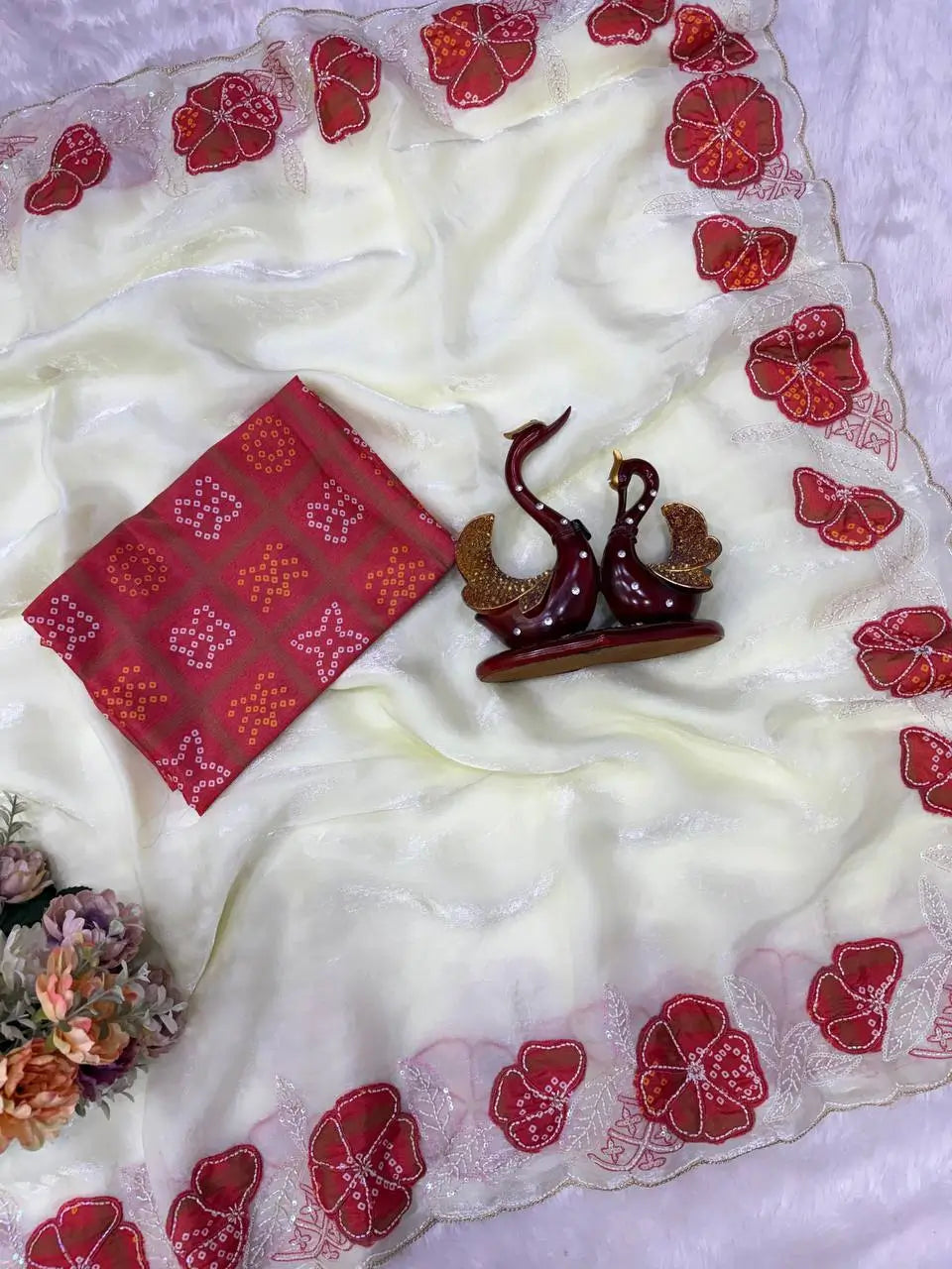 Floral Applique Sequin Saree