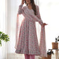 Floral Chiffon Anarkali Set with Triangle Lace Dupatta