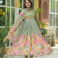 Floral Digital Print Georgette Anarkali Gown Set with Dupatta