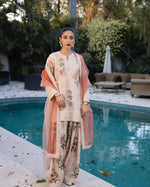 Floral Digital Print Georgette Embroidered Suit with Farshi Plazzo & Dual Tone Dupatta