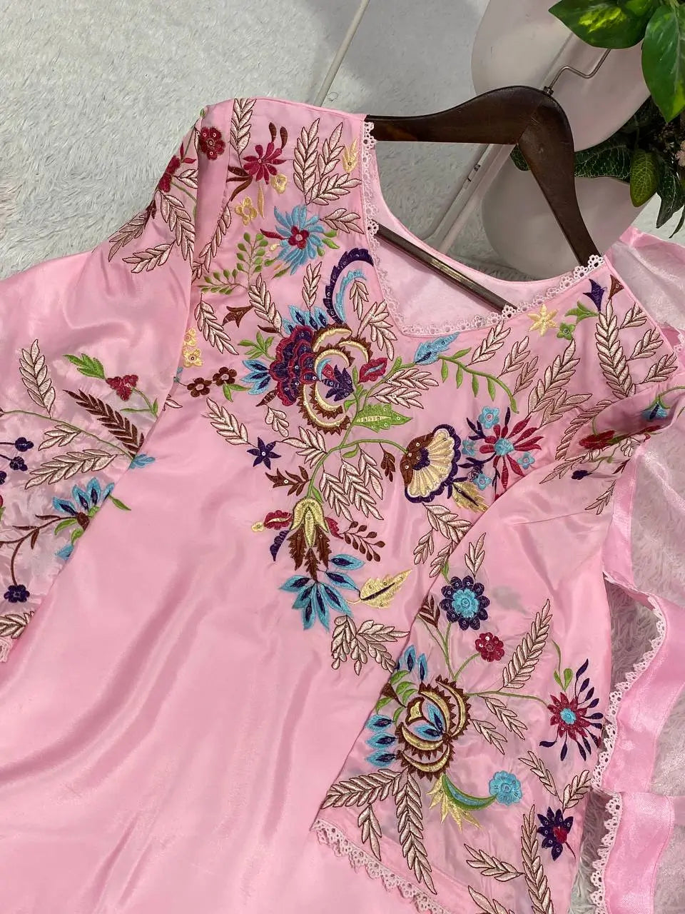 Floral Embroidered Crepe Silk Sharara Set