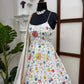 Floral Embroidered Faux Georgette Anarkali Set