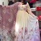Floral Embroidered Faux Georgette Gown Set