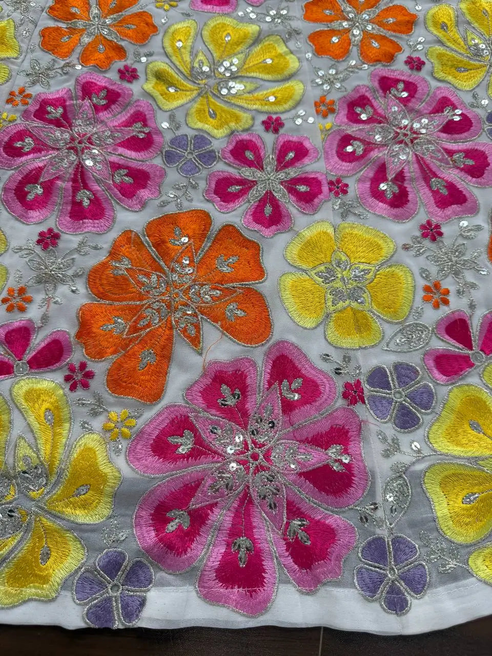 Floral Embroidered Georgette Bridal Lehenga Set