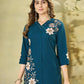 Floral Embroidered Rayon Co-ord