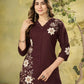 Floral Embroidered Rayon Co-ord