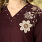 Floral Embroidered Rayon Co-ord