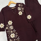 Floral Embroidered Rayon Co-ord