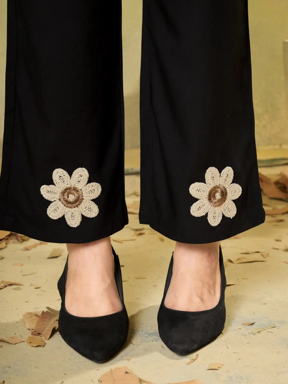 Floral Embroidered Rayon Co-ord