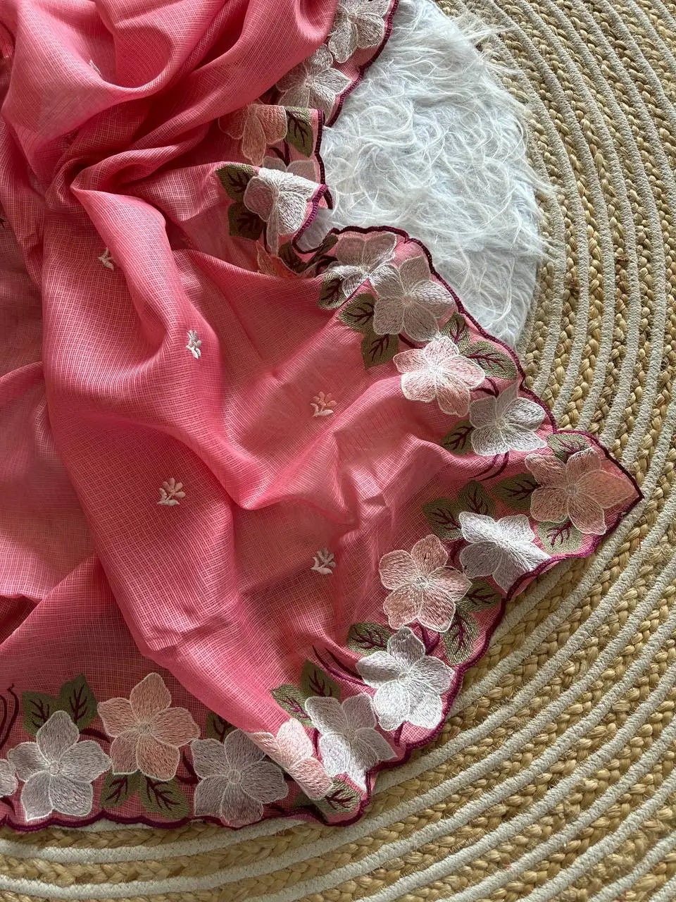 Floral Embroidery Border Kota Saree