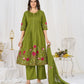 Floral Embroidery Pintuck Anarkali Set