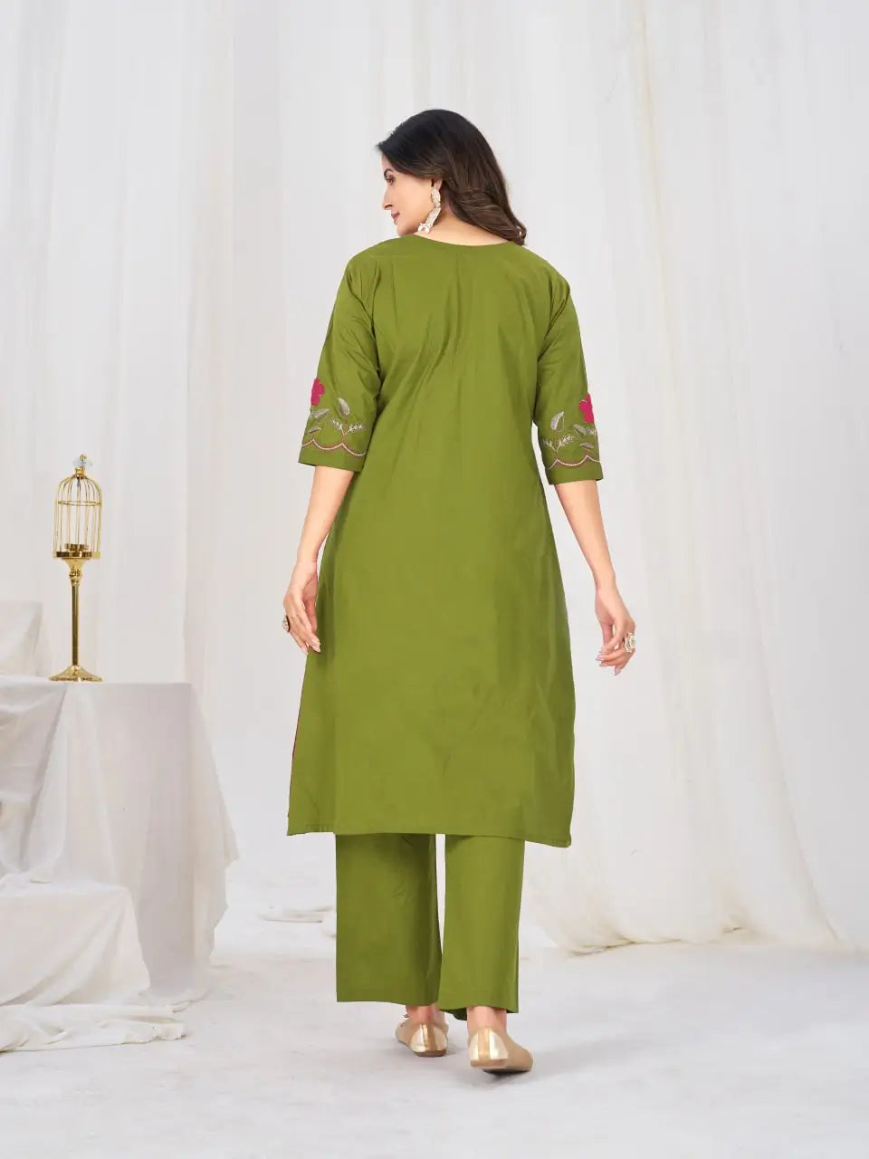 Floral Embroidery Pintuck Anarkali Set