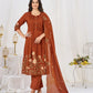 Floral Embroidery Pintuck Anarkali Set