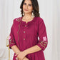 Floral Embroidery Pintuck Anarkali Set