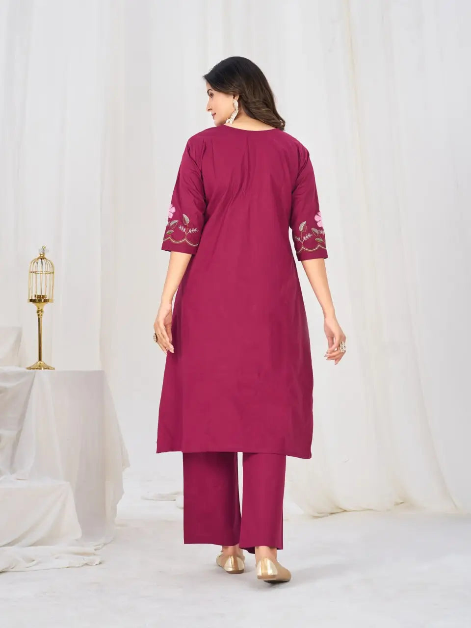 Floral Embroidery Pintuck Anarkali Set