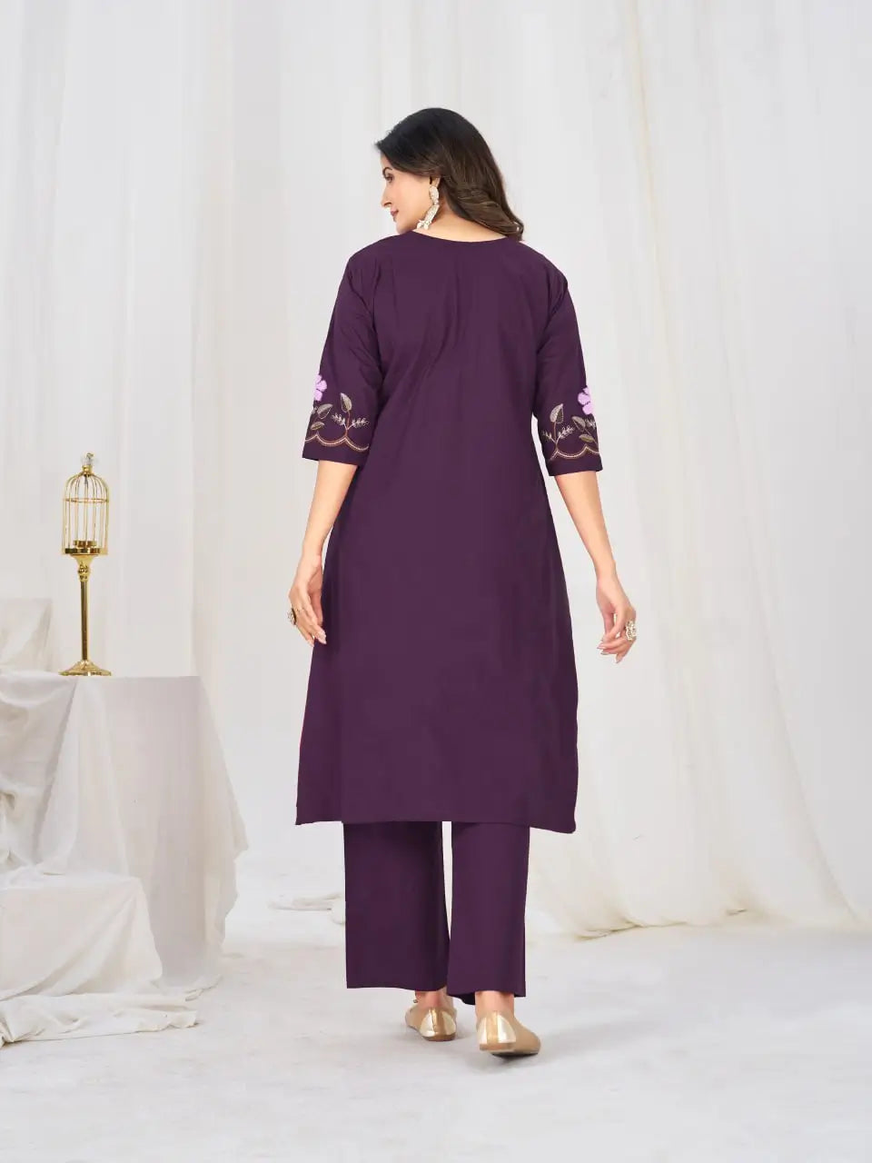 Floral Embroidery Pintuck Anarkali Set