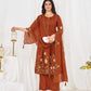 Floral Embroidery Pintuck Anarkali Set