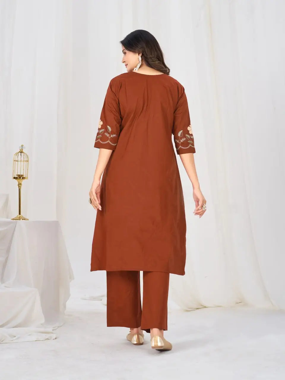 Floral Embroidery Pintuck Anarkali Set