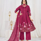 Floral Embroidery Pintuck Anarkali Set