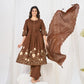 Floral Embroidery Pintuck Anarkali Set