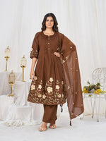 Floral Embroidery Pintuck Anarkali Set