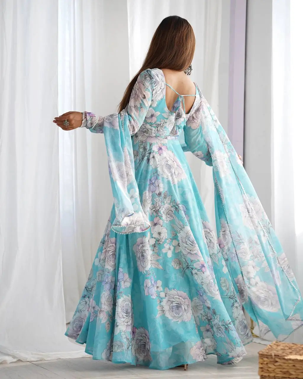 Floral Fox Georgette Anarkali Gown with Dupatta