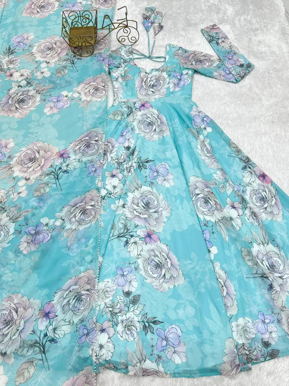 Floral Fox Georgette Anarkali Gown with Dupatta