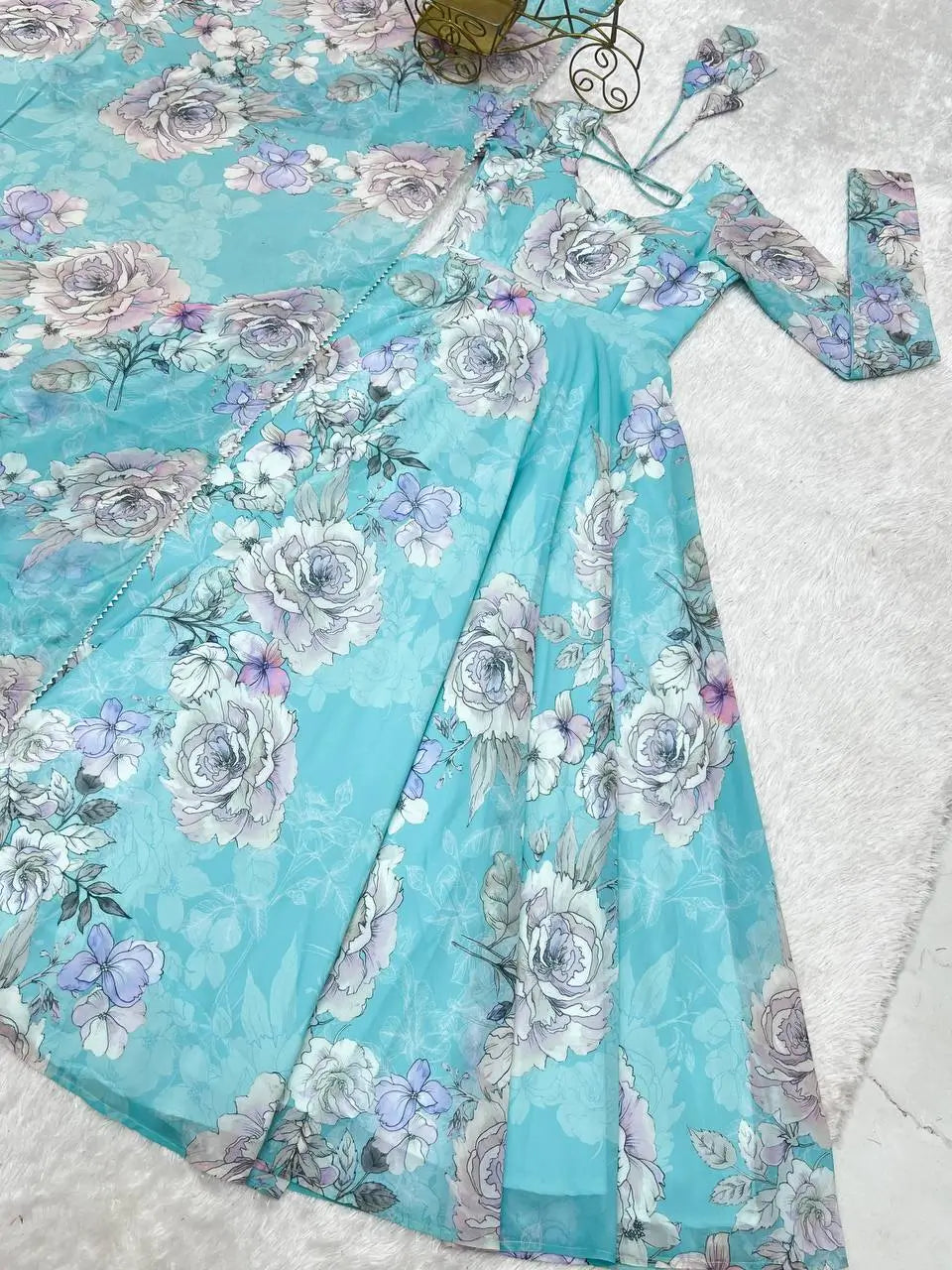 Floral Fox Georgette Anarkali Gown with Dupatta