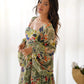 Floral Fox Georgette Maxi Dress with Balloon Sleeves