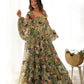 Floral Fox Georgette Maxi Dress with Balloon Sleeves