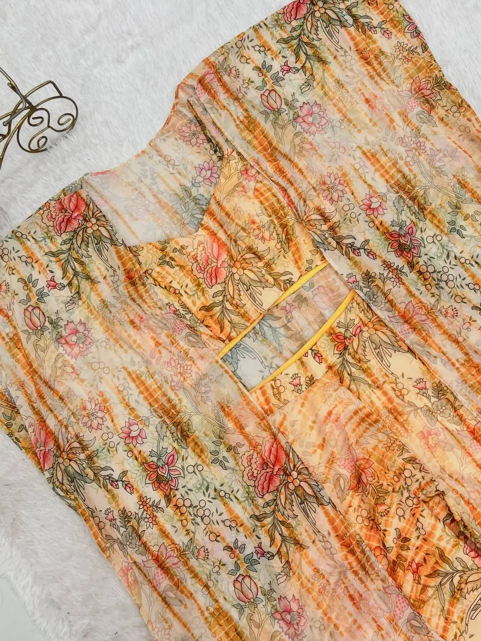Floral Fox Georgette Palazzo Set with Shrug