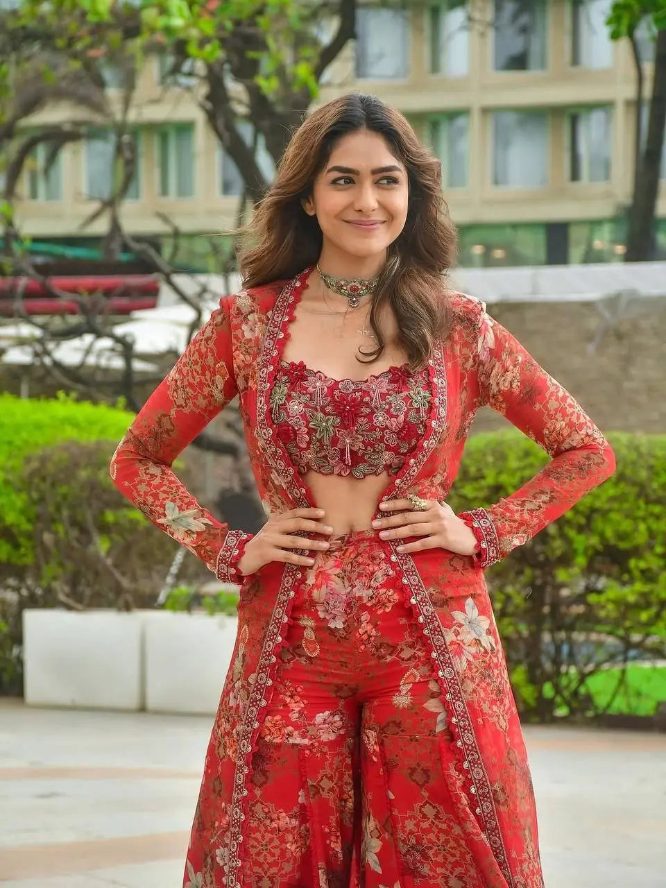 Floral Georgette Koti Sharara Set