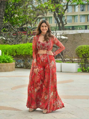 Floral Georgette Koti Sharara Set