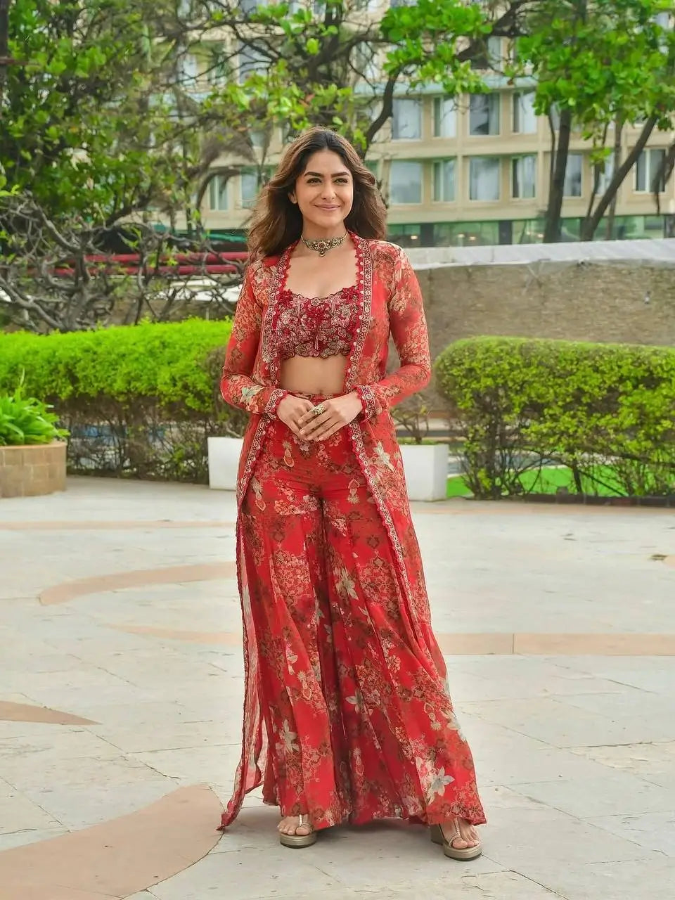 Floral Georgette Koti Sharara Set