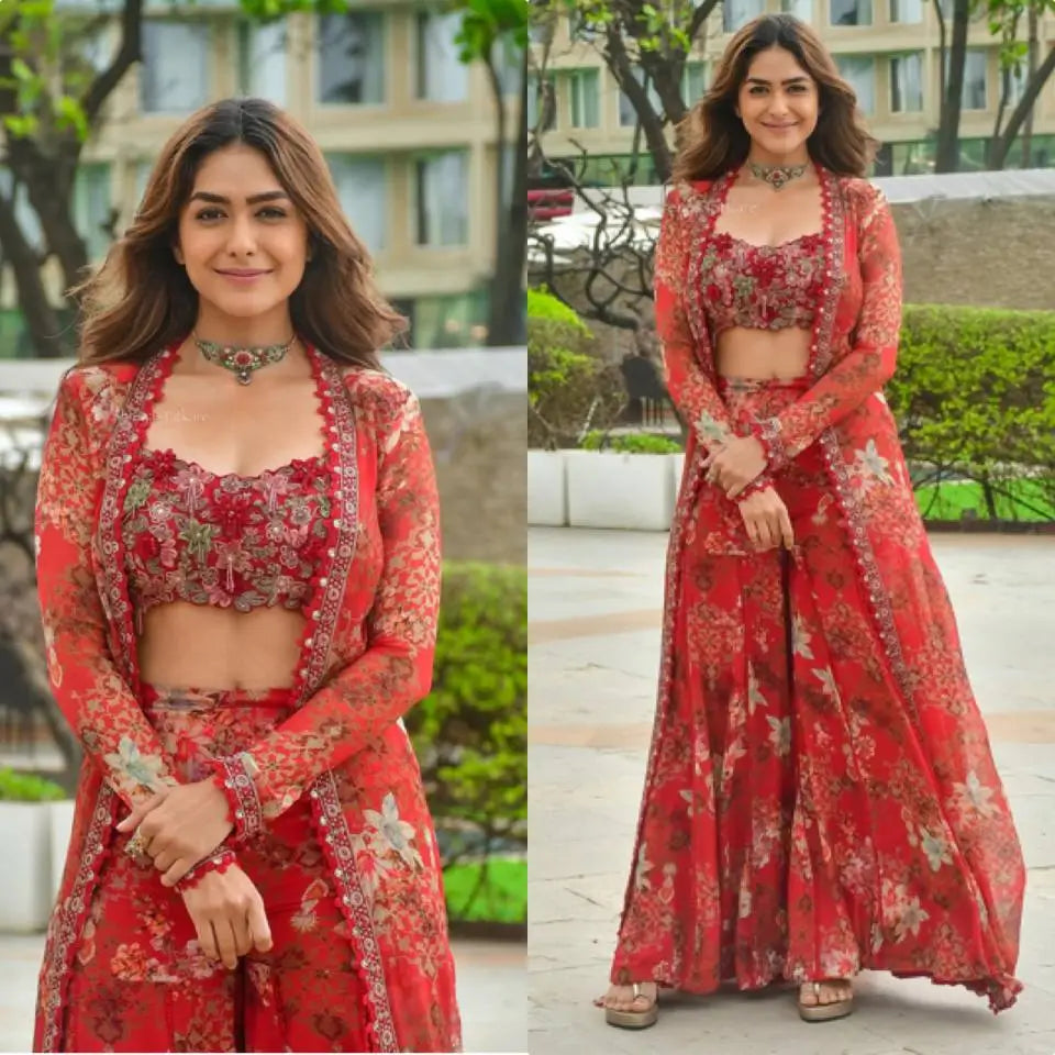 Floral Georgette Koti Sharara Set