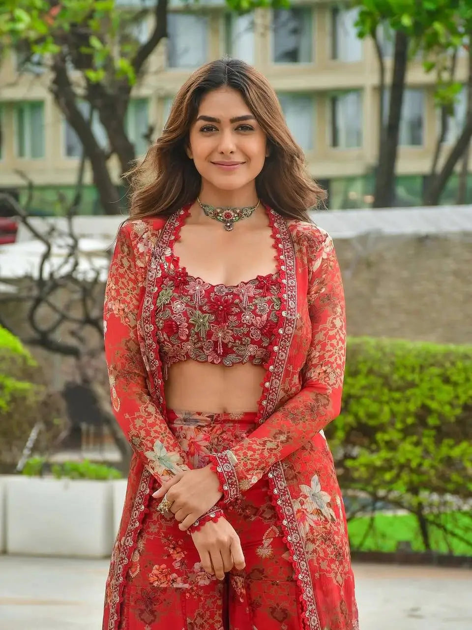 Floral Georgette Koti Sharara Set