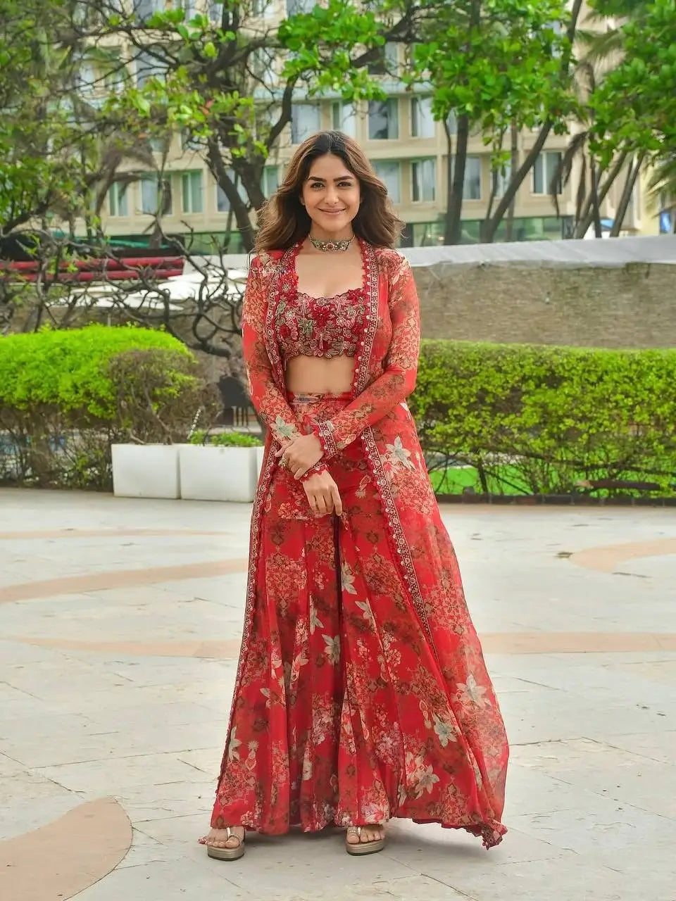 Floral Georgette Koti Sharara Set