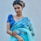 Floral Handwork Printed Tebby Silk Saree With Blouse