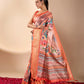 Floral Lichi Silk Saree with Zari Border