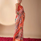Floral Lichi Silk Saree with Zari Border