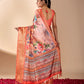 Floral Lichi Silk Saree with Zari Border