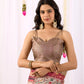 Floral Lichi Silk Saree with Zari Border