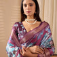 Floral Lichi Silk Saree with Zari Border