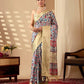 Floral Lichi Silk Saree with Zari Border